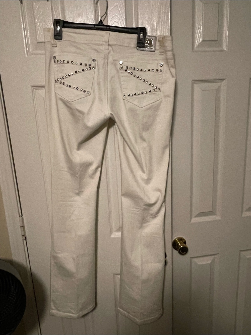 Levi's White Boot Cut Jeans with Silver Stud Back Pockets